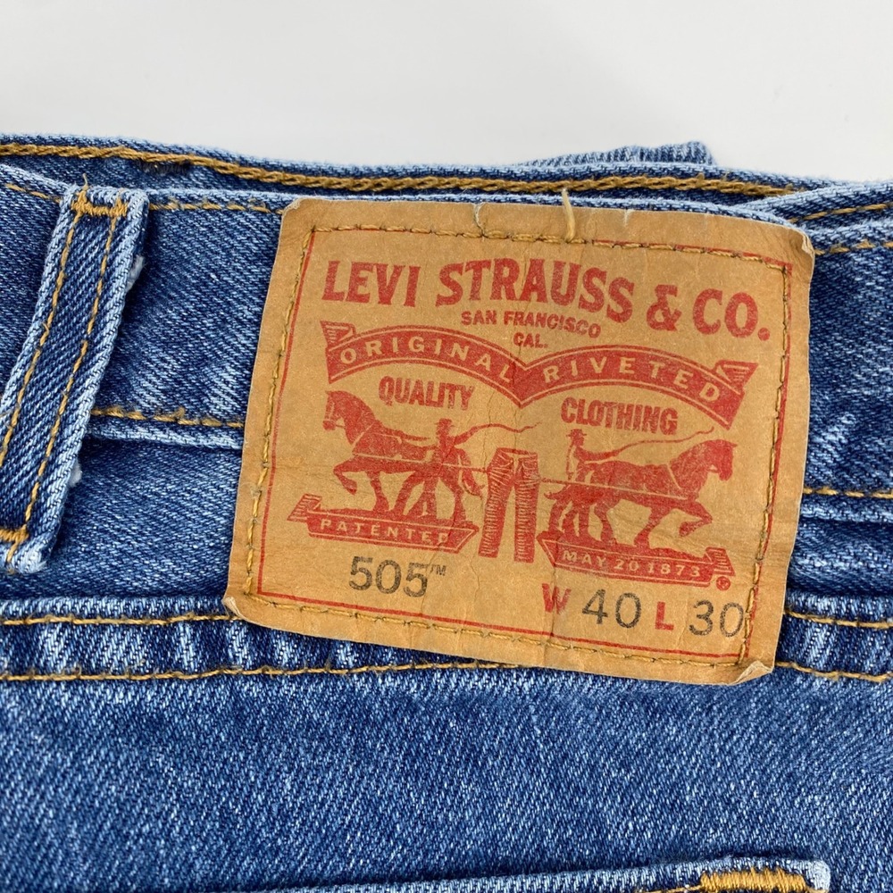 Levi Strauss 505 Jeans Mens W40 L30 Blue Straight Fit Denim Pants - Picture 6 of 10
